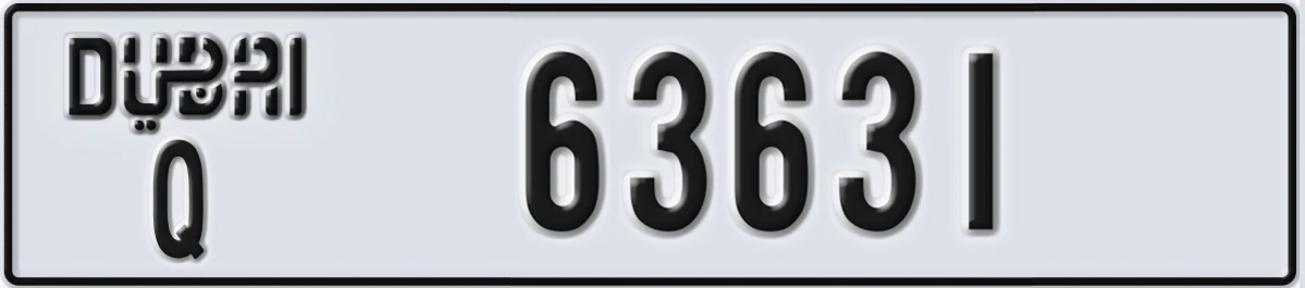 UAE License Plate Dubai Q 63631