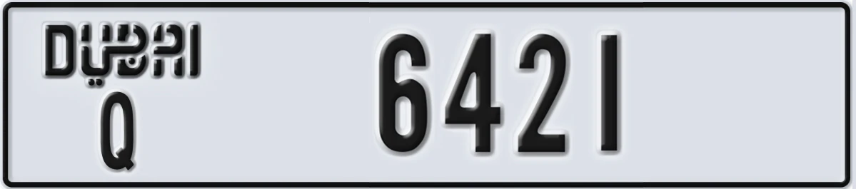 UAE License Plate Dubai Q 6421