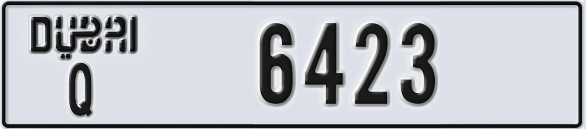 UAE License Plate Dubai Q 6423