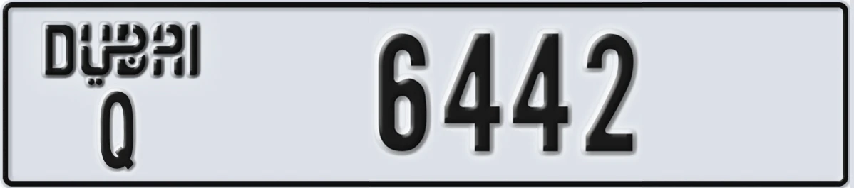 UAE License Plate Dubai Q 6442