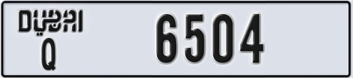 UAE License Plate Dubai Q 6504