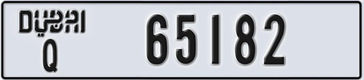 UAE License Plate Dubai Q 65182