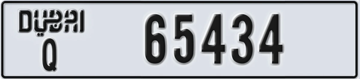 UAE License Plate Dubai Q 65434
