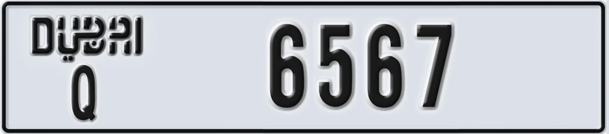 UAE License Plate Dubai Q 6567