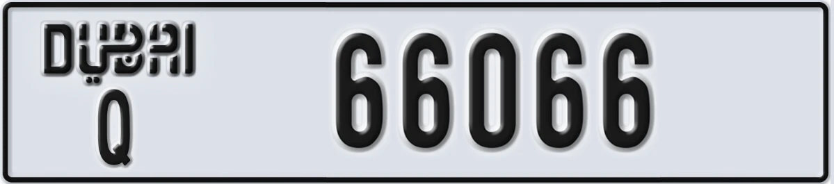 UAE License Plate Dubai Q 66066