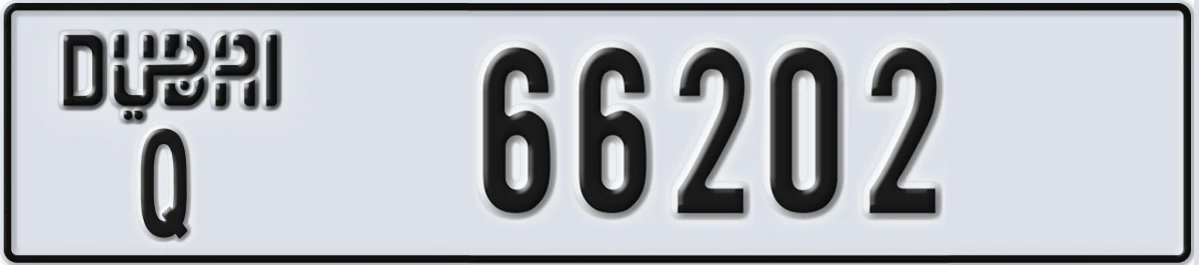 UAE License Plate Dubai Q 66202