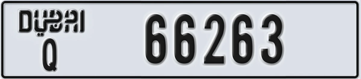 UAE License Plate Dubai Q 66263