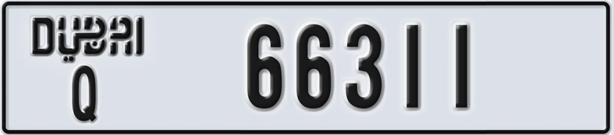 UAE License Plate Dubai Q 66311