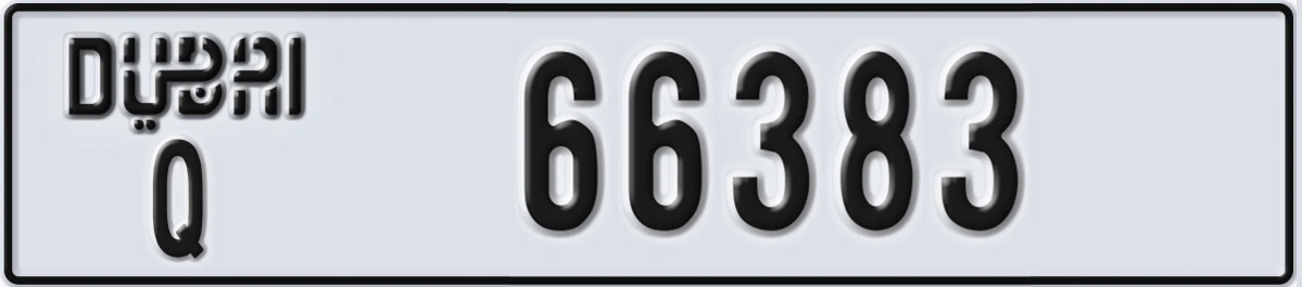 UAE License Plate Dubai Q 66383