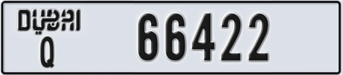 UAE License Plate Dubai Q 66422