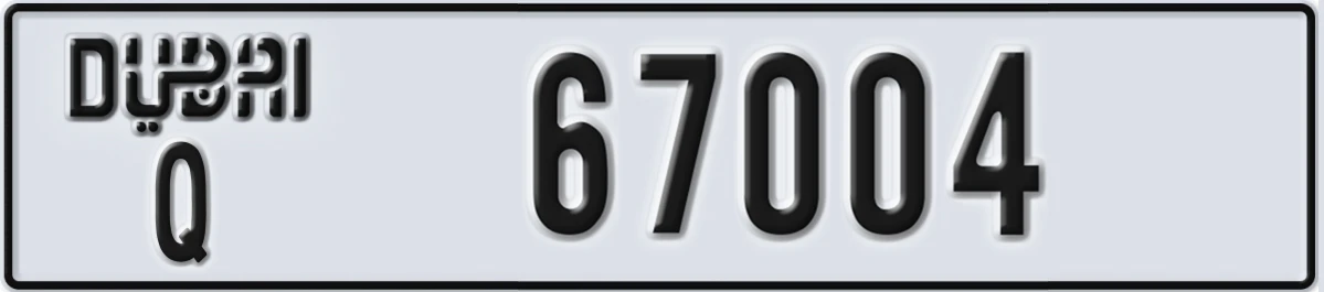 UAE License Plate Dubai Q 67004