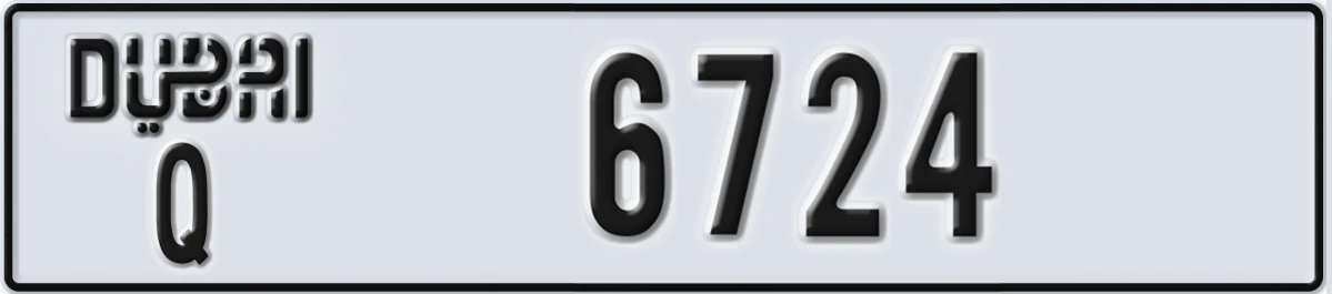 UAE License Plate Dubai Q 6724
