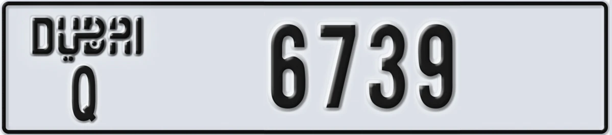 UAE License Plate Dubai Q 6739
