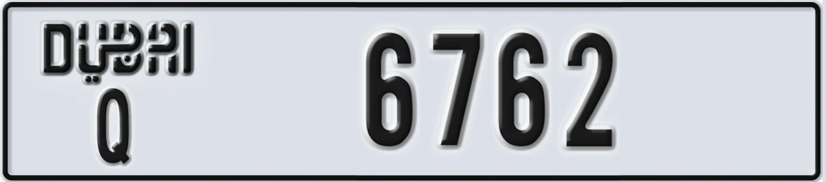 UAE License Plate Dubai Q 6762