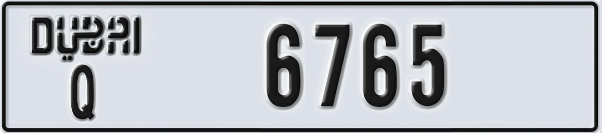 UAE License Plate Dubai Q 6765