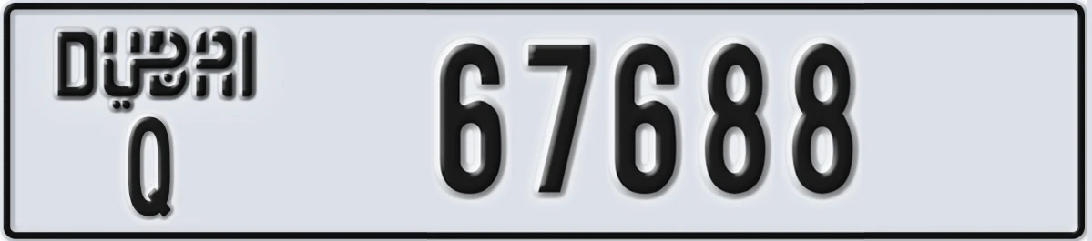 UAE License Plate Dubai Q 67688