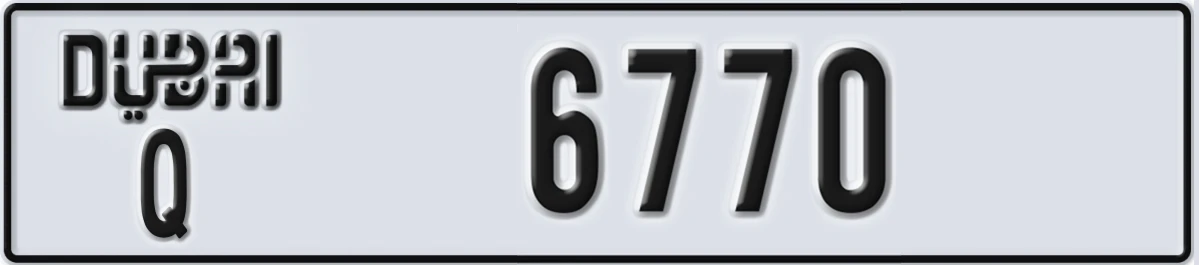UAE License Plate Dubai Q 6770