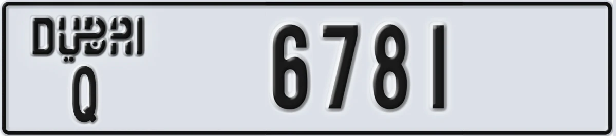 UAE License Plate Dubai Q 6781