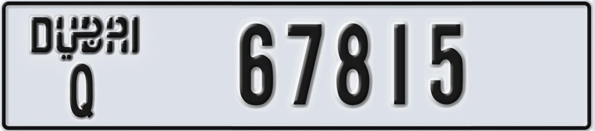 UAE License Plate Dubai Q 67815
