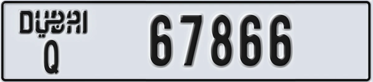 UAE License Plate Dubai Q 67866
