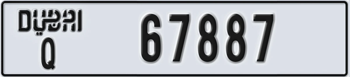 UAE License Plate Dubai Q 67887