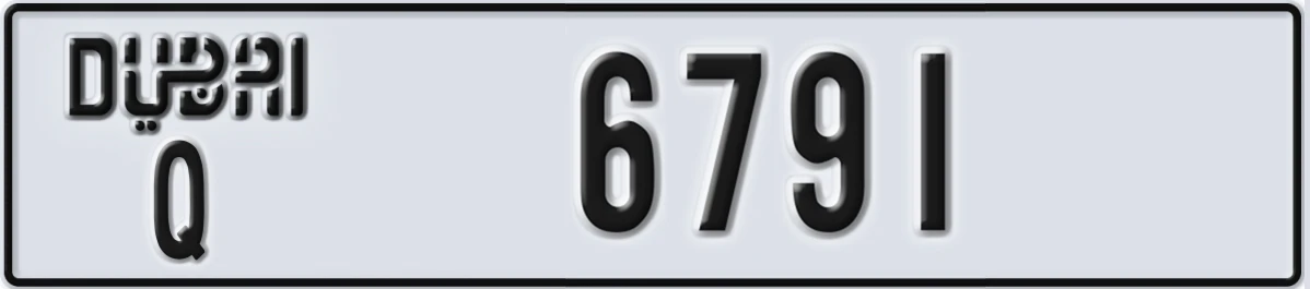UAE License Plate Dubai Q 6791