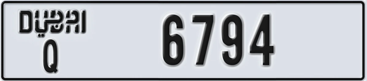UAE License Plate Dubai Q 6794