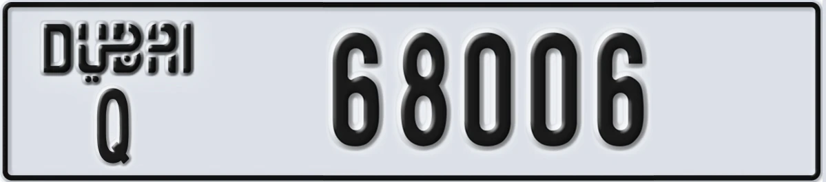 UAE License Plate Dubai Q 68006