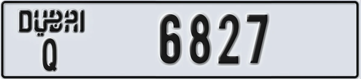 UAE License Plate Dubai Q 6827