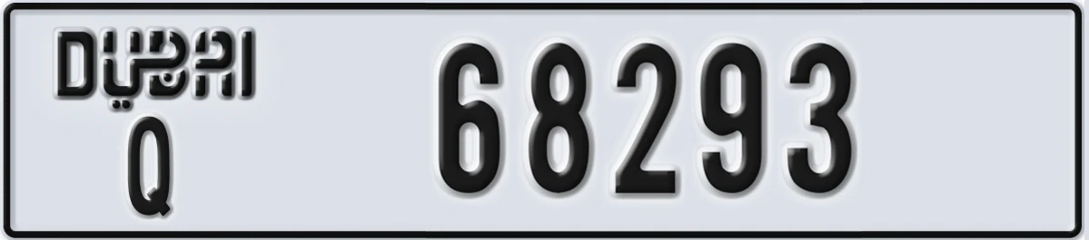 UAE License Plate Dubai Q 68293