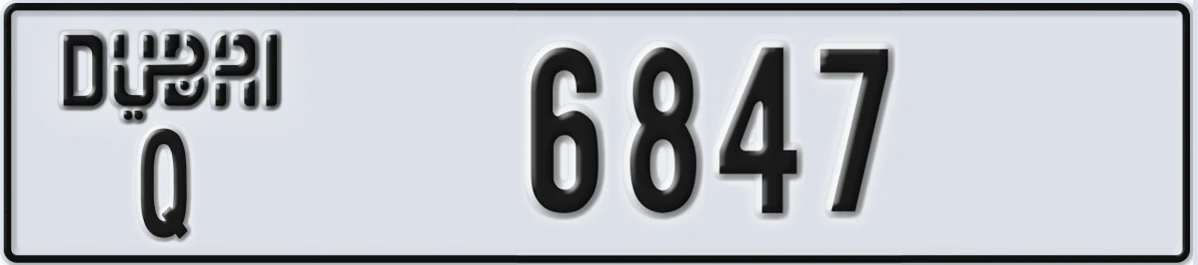 UAE License Plate Dubai Q 6847
