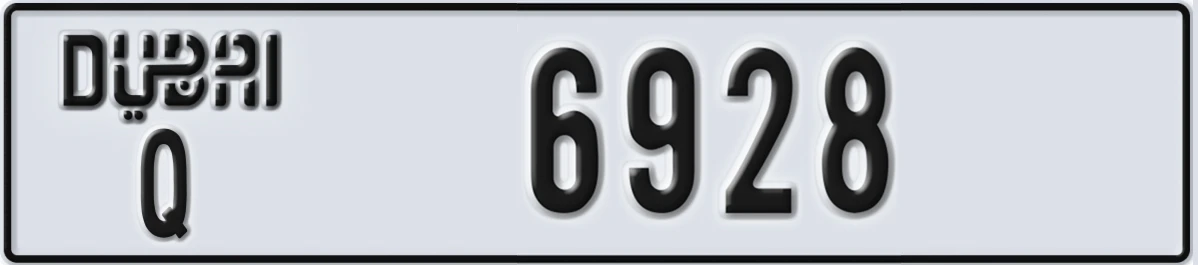 UAE License Plate Dubai Q 6928