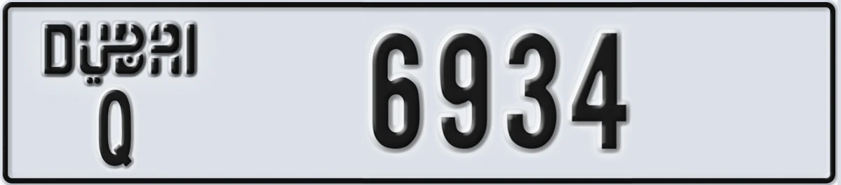 UAE License Plate Dubai Q 6934