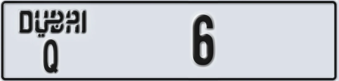 UAE License Plate Dubai Q 6X