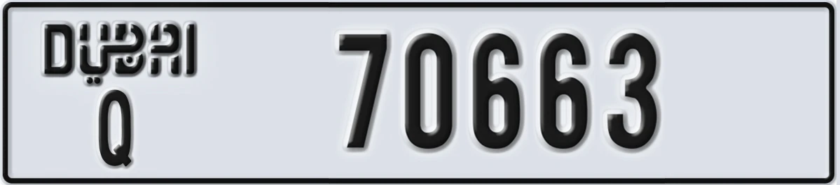 UAE License Plate Dubai Q 70663