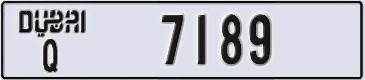 UAE License Plate Dubai Q 7189
