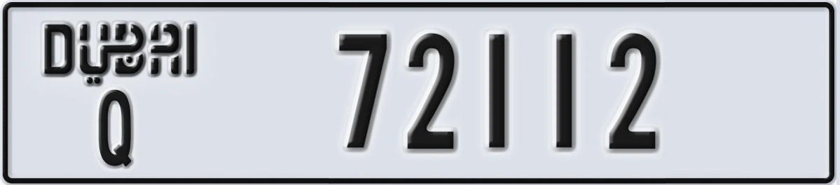 UAE License Plate Dubai Q 72112