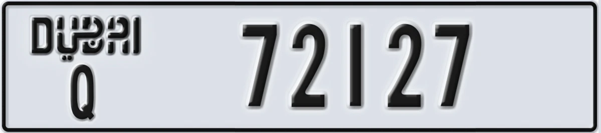 UAE License Plate Dubai Q 72127