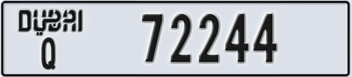 UAE License Plate Dubai Q 72244