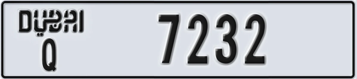 UAE License Plate Dubai Q 7232