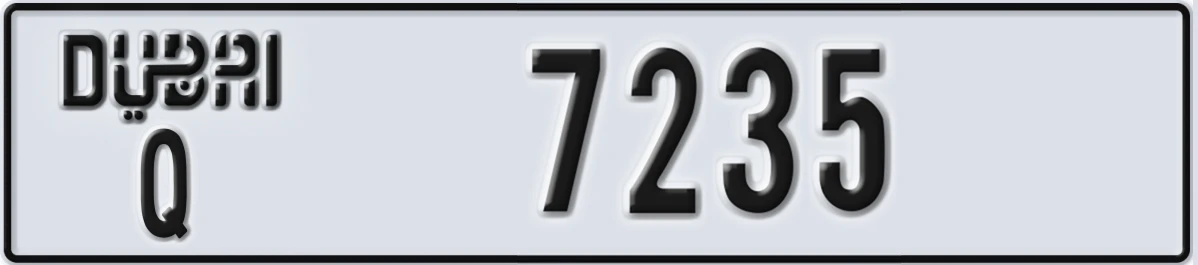 UAE License Plate Dubai Q 7235