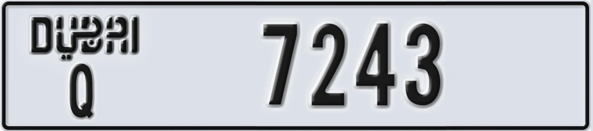 UAE License Plate Dubai Q 7243