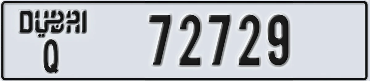 UAE License Plate Dubai Q 72729