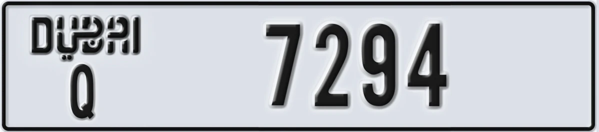 UAE License Plate Dubai Q 7294