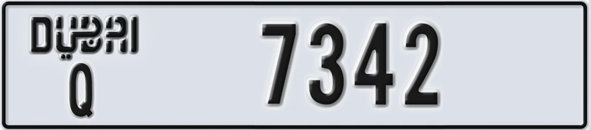 UAE License Plate Dubai Q 7342