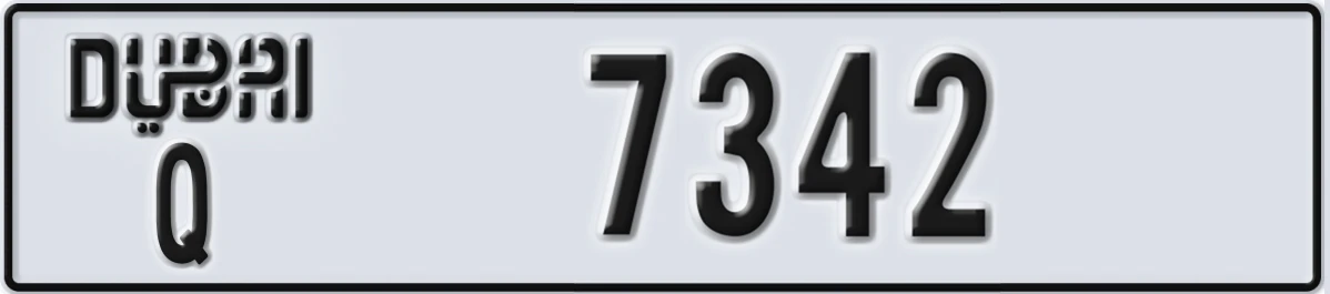 UAE License Plate Dubai Q 7342