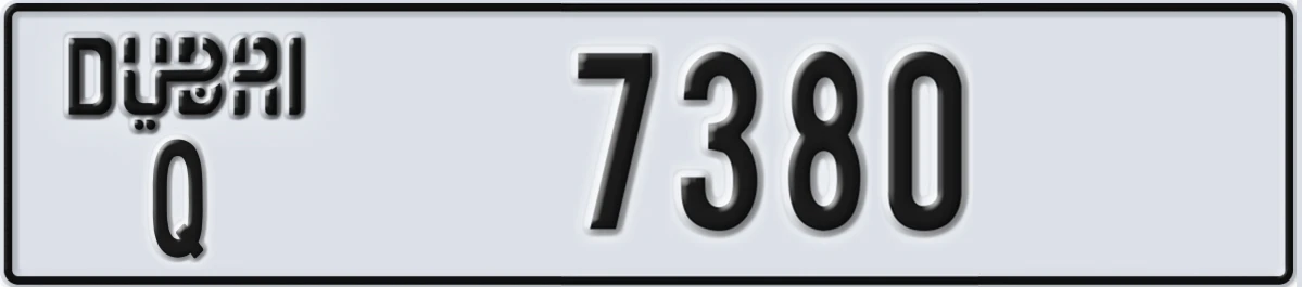 UAE License Plate Dubai Q 7380