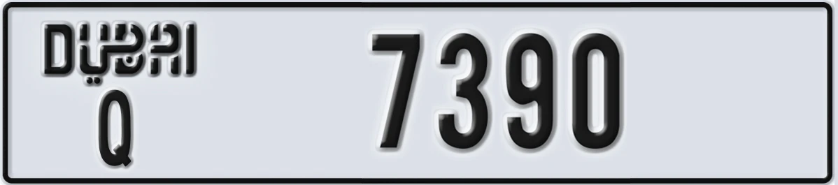 UAE License Plate Dubai Q 7390