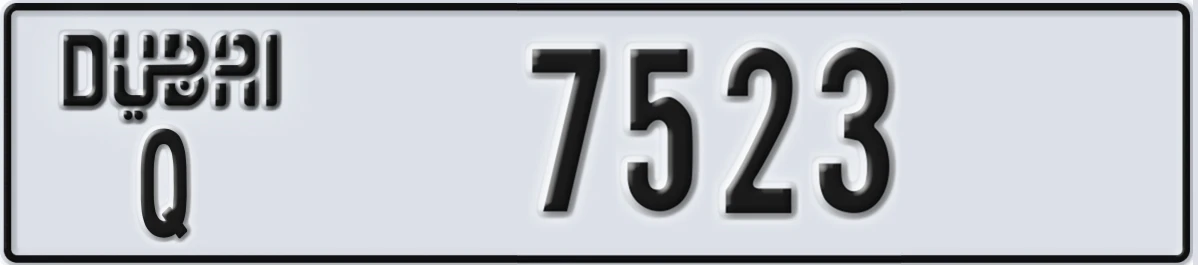 UAE License Plate Dubai Q 7523