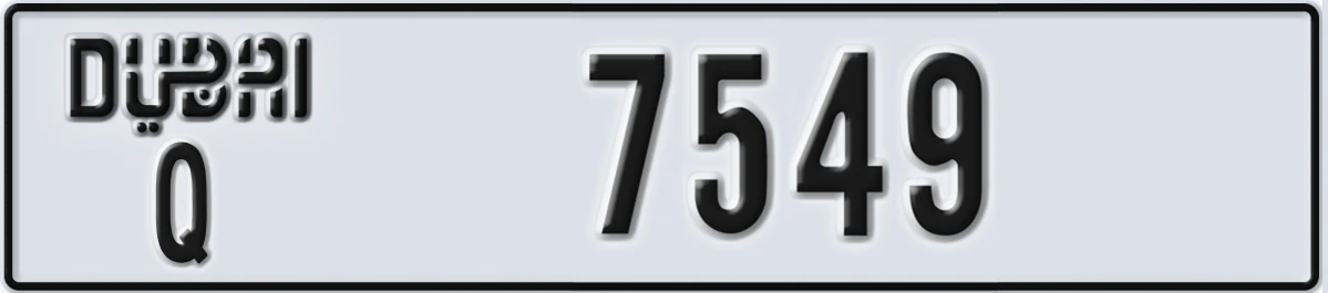 UAE License Plate Dubai Q 7549